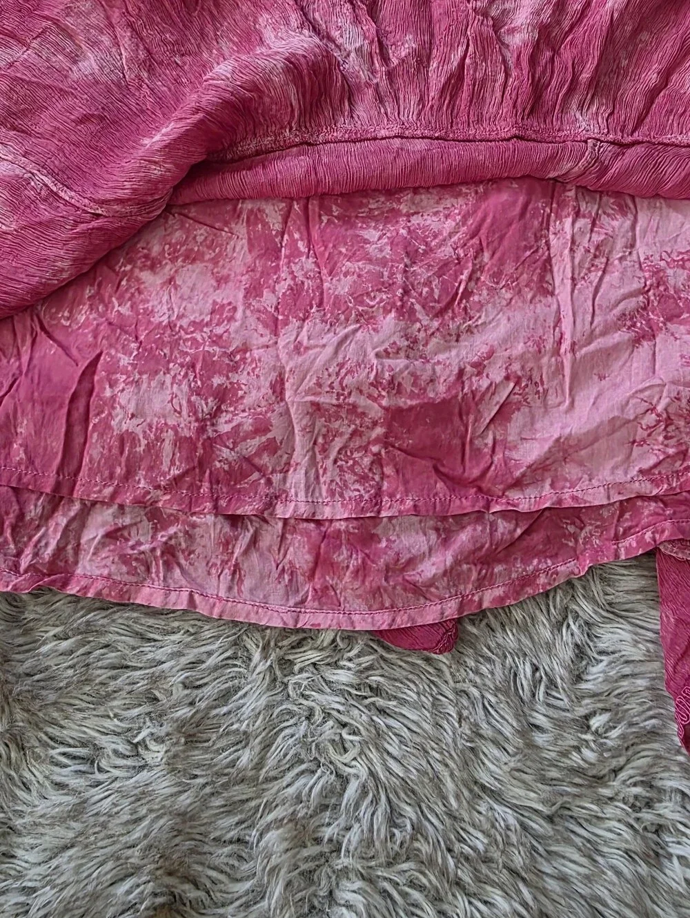 Free People Forever Fuschia Pink Tie-Dye‎ Lace Trim Maxi Dress Women's